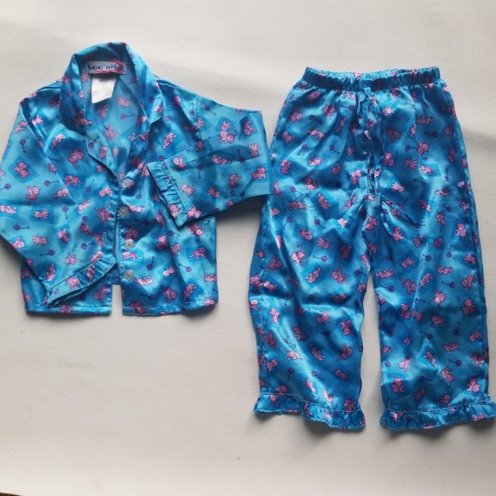 Cat print satin pj set!